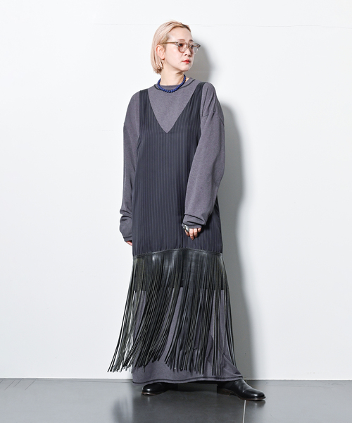 PONTI(ポンティ)の「PONTI 別注 FRINGE DRESS PO2P020:ワンピース(ワンピース・レディース・ネイビー・SMALL/X-SMALL)」の5枚目の写真