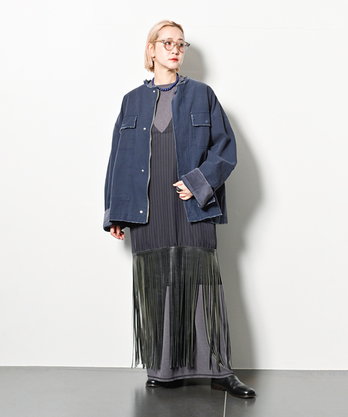 PONTI(ポンティ)の「PONTI 別注 FRINGE DRESS PO2P020:ワンピース(ワンピース・レディース・ネイビー・SMALL/X-SMALL)」の6枚目の写真