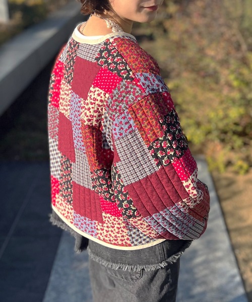 新品　tsuharu フラワー柄キルトジャケット　ブラウン　ツハル　sm2 TSUHARU by Samansa Mos2（ツハルバイサマンサモスモス）の