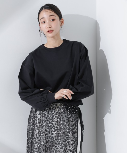 NANO universe(ナノユニバース)の「Anti SmellスムースシルケットロングスリーブTシャツ(Tシャツ/カットソー・レディース・ホワイト/ブラック/ベージュ・FREE)」の1枚目の写真