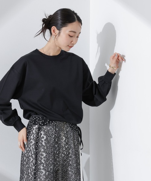NANO universe(ナノユニバース)の「Anti SmellスムースシルケットロングスリーブTシャツ(Tシャツ/カットソー・レディース・ホワイト/ブラック/ベージュ・FREE)」の13枚目の写真