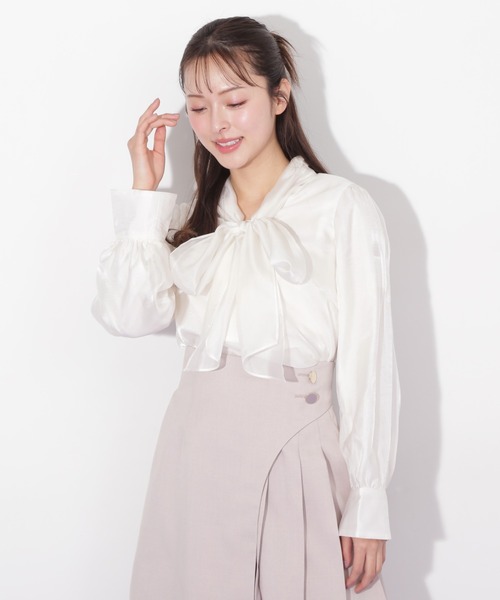 JILL by JILL STUART(ジルバイジルスチュアート)の「◇シャイニーシアーボウタイブラウス(シャツ/ブラウス・レディース・ブラック/ホワイト系その他/ピンク・FREE)」の17枚目の写真