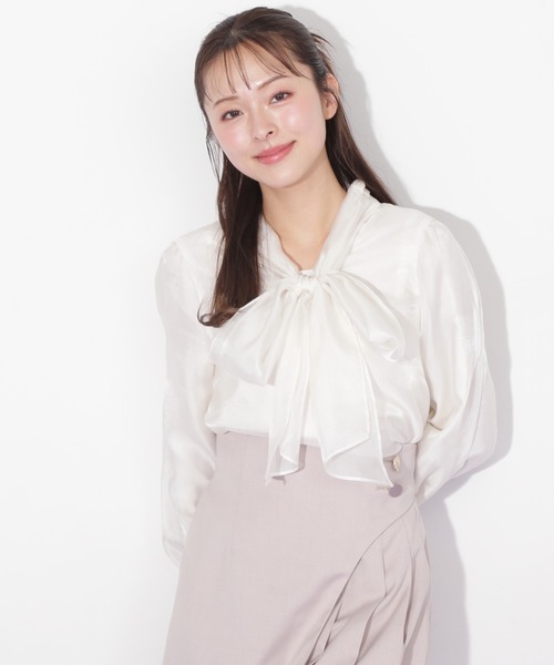 JILL by JILL STUART(ジルバイジルスチュアート)の「◇シャイニーシアーボウタイブラウス(シャツ/ブラウス・レディース・ブラック/ホワイト系その他/ピンク・FREE)」の16枚目の写真