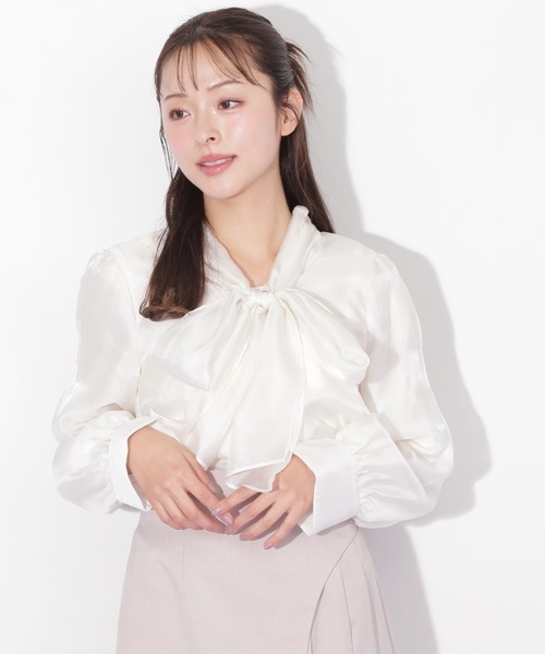 JILL by JILL STUART(ジルバイジルスチュアート)の「◇シャイニーシアーボウタイブラウス(シャツ/ブラウス・レディース・ブラック/ホワイト系その他/ピンク・FREE)」の15枚目の写真
