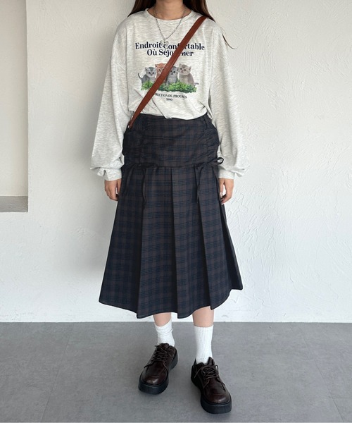 kutir(クティール)の「ドロストプリーツミディスカート(スカート・レディース・ネイビー/ベージュ/ブラック/チャコールグレー/その他/グリーン/レッド/グレー・LARGE/MEDIUM)」の21枚目の写真