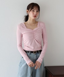 BLUEEAST | ハートネックギャザーカットソー(Tシャツ/カットソー)