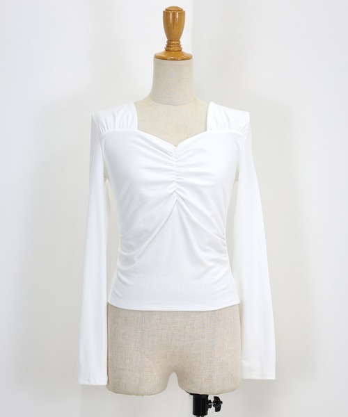 BLUEEAST(ブルーイースト)の「ハートネックギャザーカットソー(Tシャツ/カットソー・レディース・ブラック/ピンク/ホワイト・MEDIUM)」の8枚目の写真