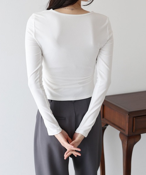 BLUEEAST(ブルーイースト)の「ハートネックギャザーカットソー(Tシャツ/カットソー・レディース・ブラック/ピンク/ホワイト・MEDIUM)」の10枚目の写真