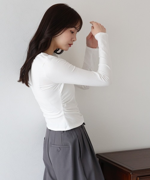 BLUEEAST(ブルーイースト)の「ハートネックギャザーカットソー(Tシャツ/カットソー・レディース・ブラック/ピンク/ホワイト・MEDIUM)」の13枚目の写真