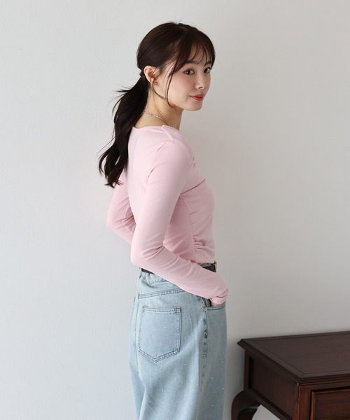 BLUEEAST(ブルーイースト)の「ハートネックギャザーカットソー(Tシャツ/カットソー・レディース・ブラック/ピンク/ホワイト・MEDIUM)」の19枚目の写真