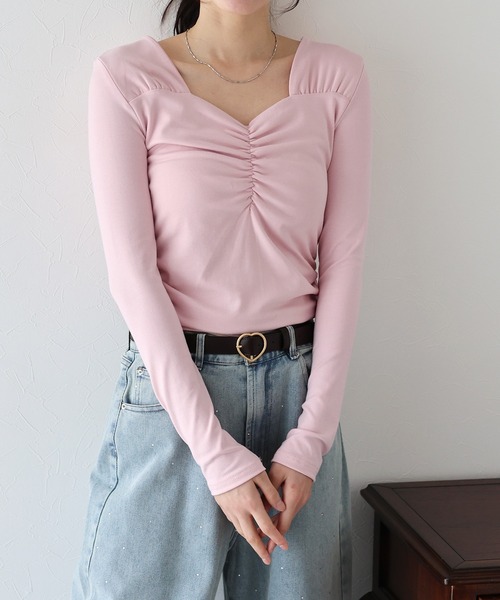 BLUEEAST(ブルーイースト)の「ハートネックギャザーカットソー(Tシャツ/カットソー・レディース・ブラック/ピンク/ホワイト・MEDIUM)」の16枚目の写真