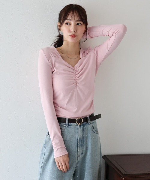 BLUEEAST(ブルーイースト)の「ハートネックギャザーカットソー(Tシャツ/カットソー・レディース・ブラック/ピンク/ホワイト・MEDIUM)」の18枚目の写真