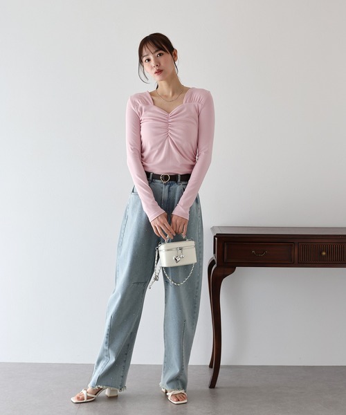 BLUEEAST(ブルーイースト)の「ハートネックギャザーカットソー(Tシャツ/カットソー・レディース・ブラック/ピンク/ホワイト・MEDIUM)」の20枚目の写真