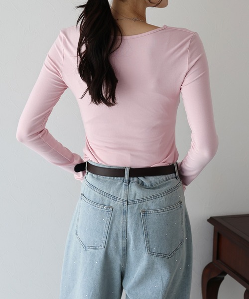 BLUEEAST(ブルーイースト)の「ハートネックギャザーカットソー(Tシャツ/カットソー・レディース・ブラック/ピンク/ホワイト・MEDIUM)」の17枚目の写真