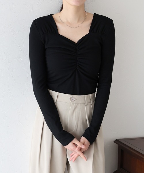 BLUEEAST(ブルーイースト)の「ハートネックギャザーカットソー(Tシャツ/カットソー・レディース・ブラック/ピンク/ホワイト・MEDIUM)」の21枚目の写真