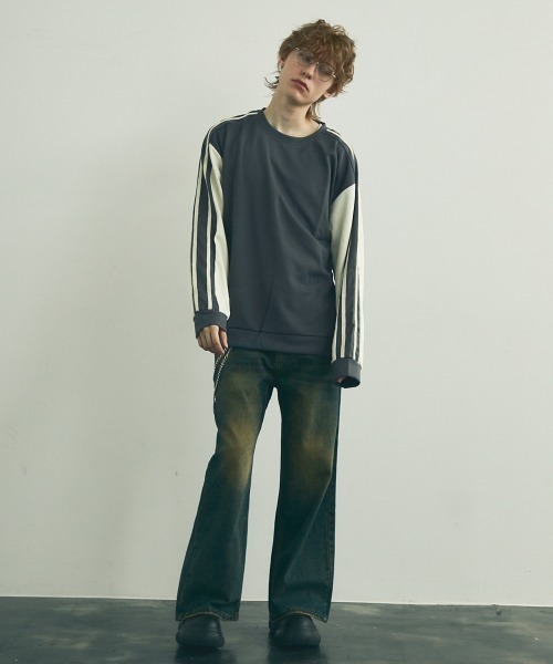 セール】Oversized shoulder line design sweatshirt / オーバー
