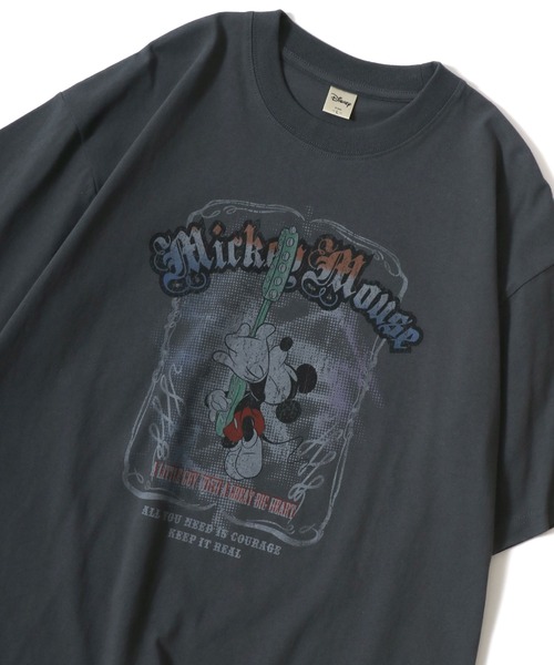 ディズニー　Tシャツ　ピンク　ピグメント　ミッキー　リンクアット　刺繍 セール】2025SS Disney/ディズニー ミッキーマウス オーバー