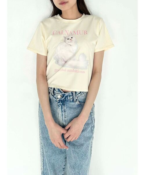 CALNAMUR(カルナムール)の「キャットTシャツ(Tシャツ/カットソー・レディース・ホワイト/イエロー/ピンク・FREE)」の4枚目の写真
