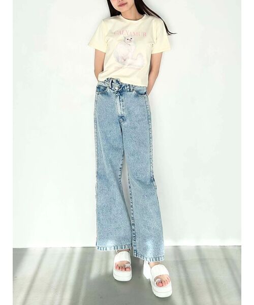 CALNAMUR(カルナムール)の「キャットTシャツ(Tシャツ/カットソー・レディース・ホワイト/イエロー/ピンク・FREE)」の6枚目の写真
