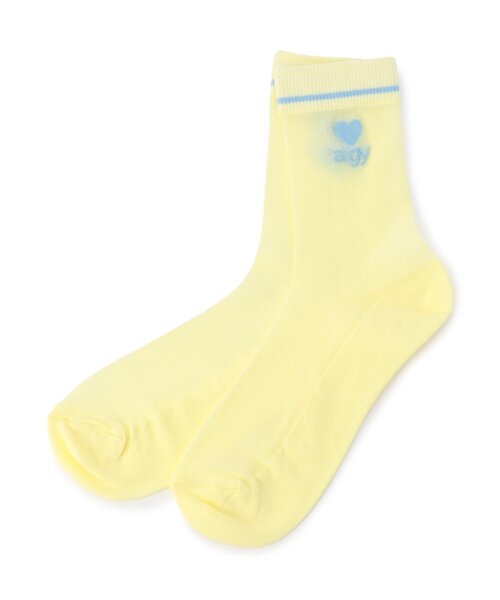 algy(アルジー)の「ハートロゴシアークルーソックス(ソックス/靴下・キッズ・オフホワイト/ブラック/イエロー・21/24)」の3枚目の写真