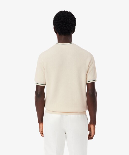 LACOSTE(ラコステ)の「ドライタッチ 配色ラインハイゲージ半袖ニット(ニット/セーター・メンズ・ブラック/オフホワイト・3/4/5/2)」の10枚目の写真