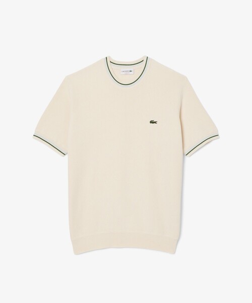 LACOSTE(ラコステ)の「ドライタッチ 配色ラインハイゲージ半袖ニット(ニット/セーター・メンズ・ブラック/オフホワイト・3/4/5/2)」の11枚目の写真