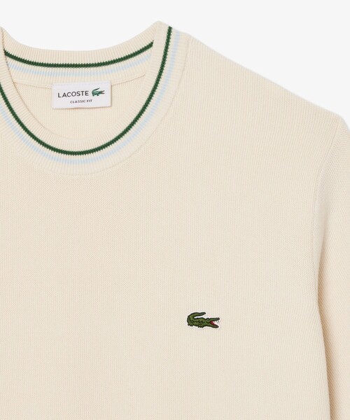 LACOSTE(ラコステ)の「ドライタッチ 配色ラインハイゲージ半袖ニット(ニット/セーター・メンズ・ブラック/オフホワイト・3/4/5/2)」の12枚目の写真