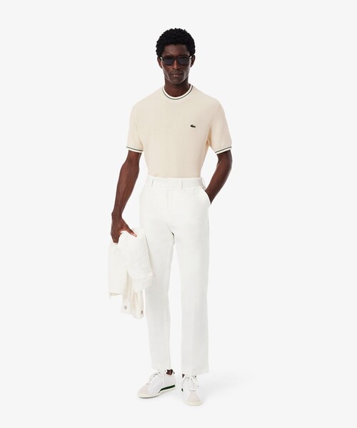 LACOSTE(ラコステ)の「ドライタッチ 配色ラインハイゲージ半袖ニット(ニット/セーター・メンズ・ブラック/オフホワイト・3/4/5/2)」の13枚目の写真
