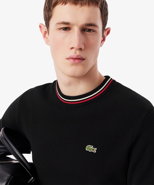 LACOSTE(ラコステ)の「ドライタッチ 配色ラインハイゲージ半袖ニット(ニット/セーター・メンズ・ブラック/オフホワイト・3/4/5/2)」の14枚目の写真