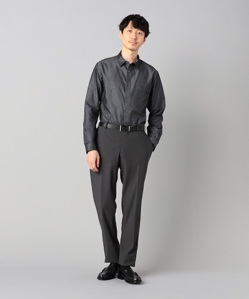 COMME CA MEN（コムサメン）の「【セットアップ対応】福井編み ナイロントリコットジャージー テーパードパンツ（スラックス・メンズ・ネイビー/チャコールグレー・M/L/S/XL）」の6枚目の写真