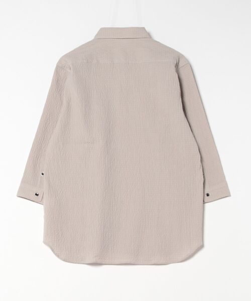 renoma HOMME(レノマオム)の「シャツ メンズ 7分袖 ストレッチ 綿混 ふくれジャガード チェック カッタウェイ ややゆったり ルーズフィット (シャツ/ブラウス・メンズ・ネイビー/ライトグレー/ブラック・MEDIUM/LARGE/X-LARGE)」の4枚目の写真