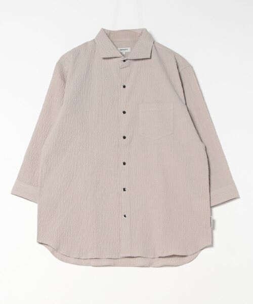 renoma HOMME(レノマオム)の「シャツ メンズ 7分袖 ストレッチ 綿混 ふくれジャガード チェック カッタウェイ ややゆったり ルーズフィット (シャツ/ブラウス・メンズ・ネイビー/ライトグレー/ブラック・MEDIUM/LARGE/X-LARGE)」の14枚目の写真