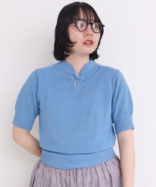 未使用 ブラック&ホワイト ☆ ウール ニット 半袖 プルオーバー １ 日本製 COTTON NYLON 華釦 半袖プルオーバー（ニット/セーター）｜I am