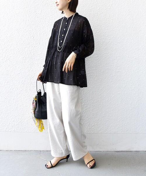 25SS✨タグ付き✨YONFA オーガンジータイブラウス　シャーリング　洗える zzy4323a0703_l_a001.jpg