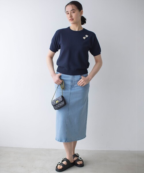 組曲 S（クミキョク チイサイサイズ）の「カノコニットＴシャツ（ニット/セーター・レディース・ネイビー系/ネイビー系1/アイボリー系・S2）」の16枚目の写真
