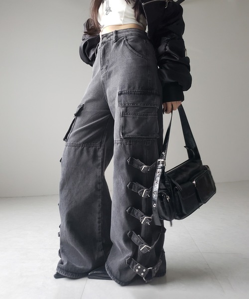 me+em select(ミームセレクト)の「※※【 4size 】ヴィンテージサイドベルテッドカーゴデニム / vintage side belted cargo denim(デニムパンツ・レディース・ブラック・SMALL/MEDIUM/LARGE/X-LARGE)」の7枚目の写真