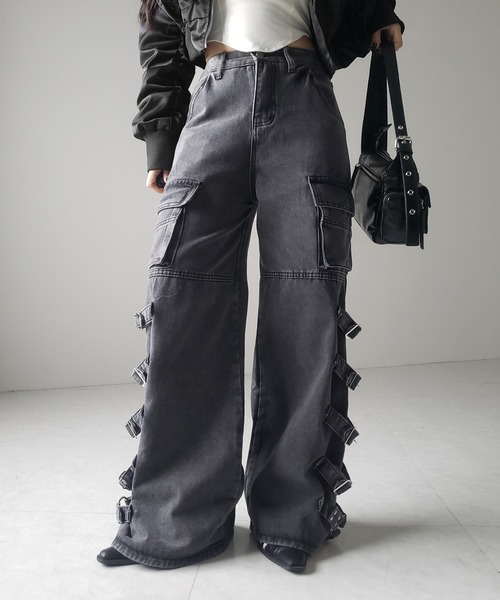 me+em select(ミームセレクト)の「※※【 4size 】ヴィンテージサイドベルテッドカーゴデニム / vintage side belted cargo denim(デニムパンツ・レディース・ブラック・SMALL/MEDIUM/LARGE/X-LARGE)」の8枚目の写真