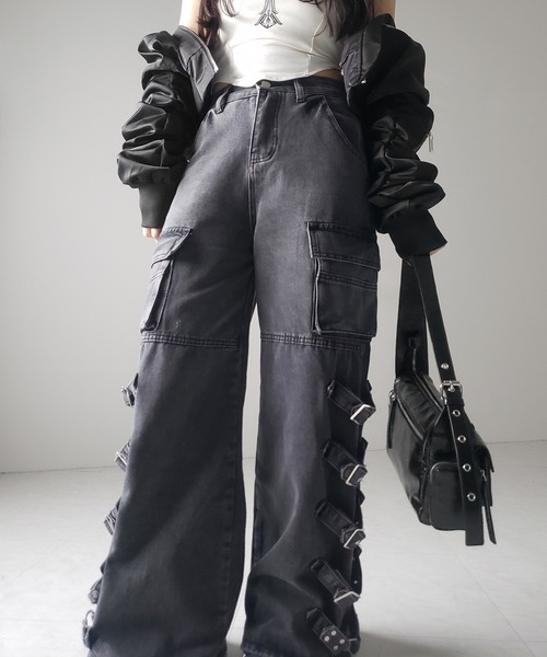 me+em select(ミームセレクト)の「※※【 4size 】ヴィンテージサイドベルテッドカーゴデニム / vintage side belted cargo denim(デニムパンツ・レディース・ブラック・SMALL/MEDIUM/LARGE/X-LARGE)」の11枚目の写真