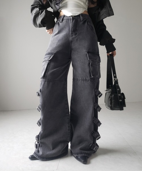 me+em select(ミームセレクト)の「※※【 4size 】ヴィンテージサイドベルテッドカーゴデニム / vintage side belted cargo denim(デニムパンツ・レディース・ブラック・SMALL/MEDIUM/LARGE/X-LARGE)」の12枚目の写真