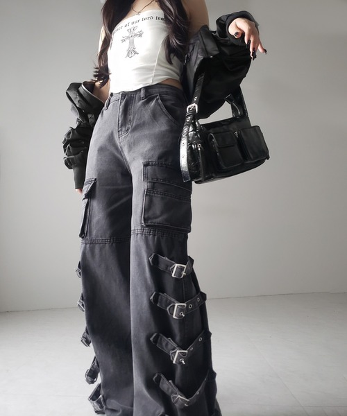 me+em select(ミームセレクト)の「※※【 4size 】ヴィンテージサイドベルテッドカーゴデニム / vintage side belted cargo denim(デニムパンツ・レディース・ブラック・SMALL/MEDIUM/LARGE/X-LARGE)」の13枚目の写真