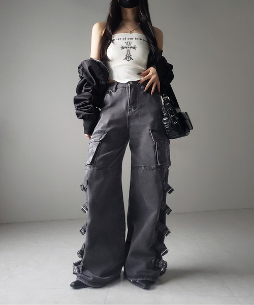 me+em select(ミームセレクト)の「※※【 4size 】ヴィンテージサイドベルテッドカーゴデニム / vintage side belted cargo denim(デニムパンツ・レディース・ブラック・SMALL/MEDIUM/LARGE/X-LARGE)」の14枚目の写真