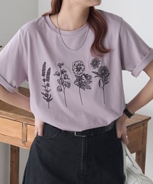 フラワー刺繍T
