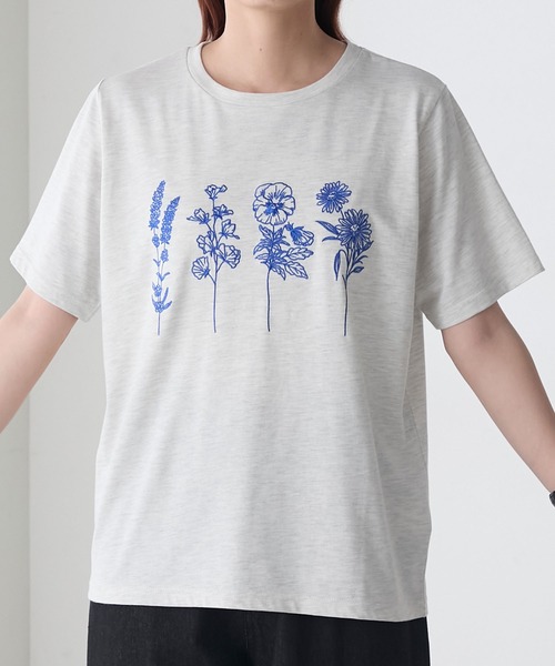 tシャツ Escala floral フラワー刺繍クラフトTシャツ レディース セール】フラワー刺繍T（Tシャツ/カットソー）｜BONLECILL