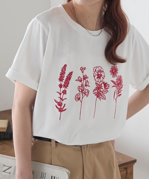 セール】フラワー刺繍T（Tシャツ/カットソー）｜BONLECILL