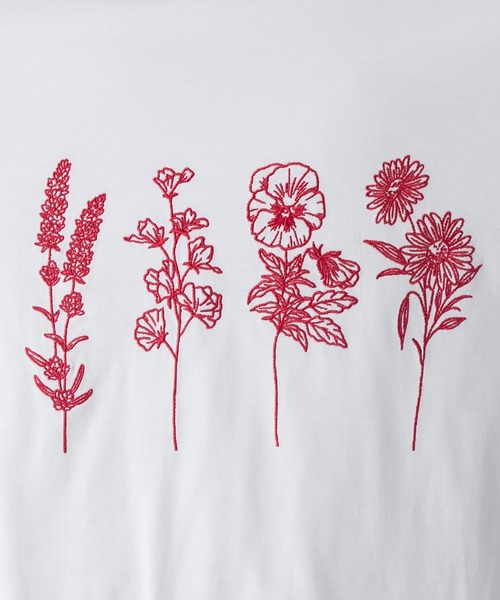 BONLECILL(ボンルシール)の「フラワー刺繍T(Tシャツ/カットソー・レディース・オートミール/ベージュ/ピンク/オフホワイト・FREE)」の13枚目の写真