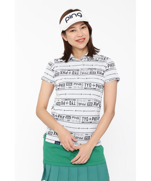 ポロシャツ ポロ 「PING APPAREL」チケット柄ジャガード半袖ポロシャツ 「LADIES LINE」 (LADIES) レディース セール】【PING APPAREL】チケット柄ジャガード半袖ポロシャツ