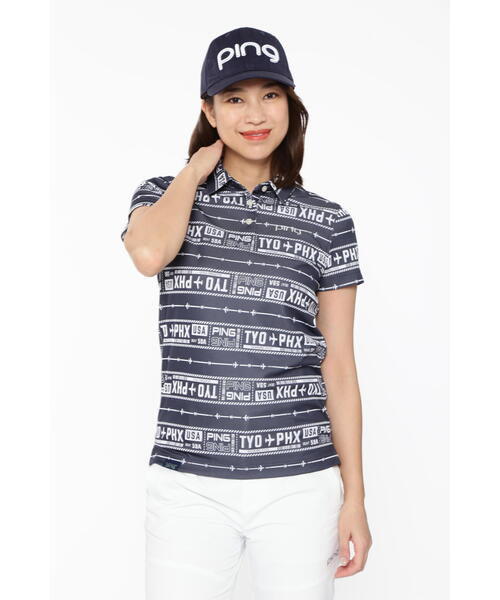 ポロシャツ ポロ 「PING APPAREL」チケット柄ジャガード半袖ポロシャツ 「LADIES LINE」 (LADIES) レディース PING APPAREL｜チケット柄ジャガード半袖ポロシャツ <LADIES