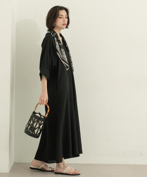 OPAQUE.CLIP（オペークドットクリップ）の「◆キーネックワンピース【洗える】（ワンピース・レディース・ピンク系/キャメル/ブラック・42/38/40）」の5枚目の写真