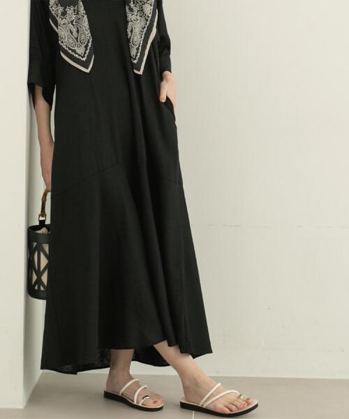 OPAQUE.CLIP（オペークドットクリップ）の「◆キーネックワンピース【洗える】（ワンピース・レディース・ピンク系/キャメル/ブラック・42/38/40）」の8枚目の写真