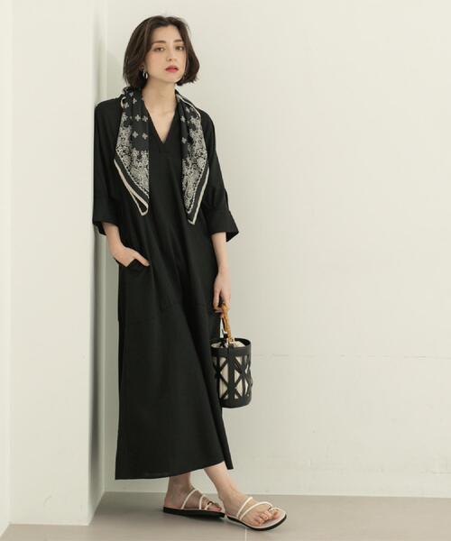 OPAQUE.CLIP（オペークドットクリップ）の「◆キーネックワンピース【洗える】（ワンピース・レディース・ピンク系/キャメル/ブラック・42/38/40）」の9枚目の写真